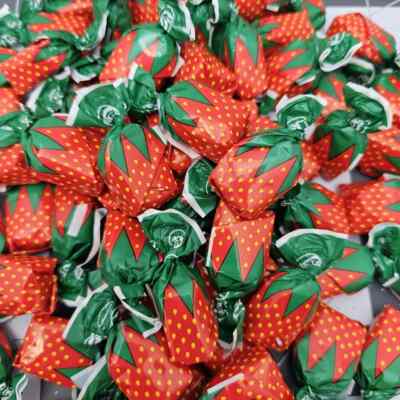 Strawberry Filled Bon Bons Hard Candy Indvuly-Wrapped 1 lb fresh stock free ship