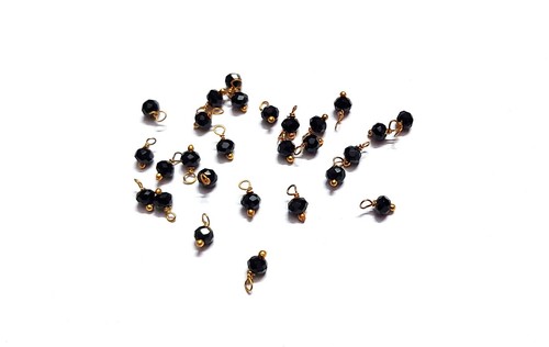 100 Pcs Natural Black Spinel Rondelle Faceted 4mm Gold Wire Wrapped Beads - Picture 3 of 7