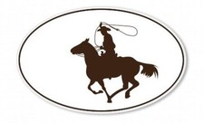 Cowboy Lasso Oval Car Vinyl Sticker - SELECT SIZE