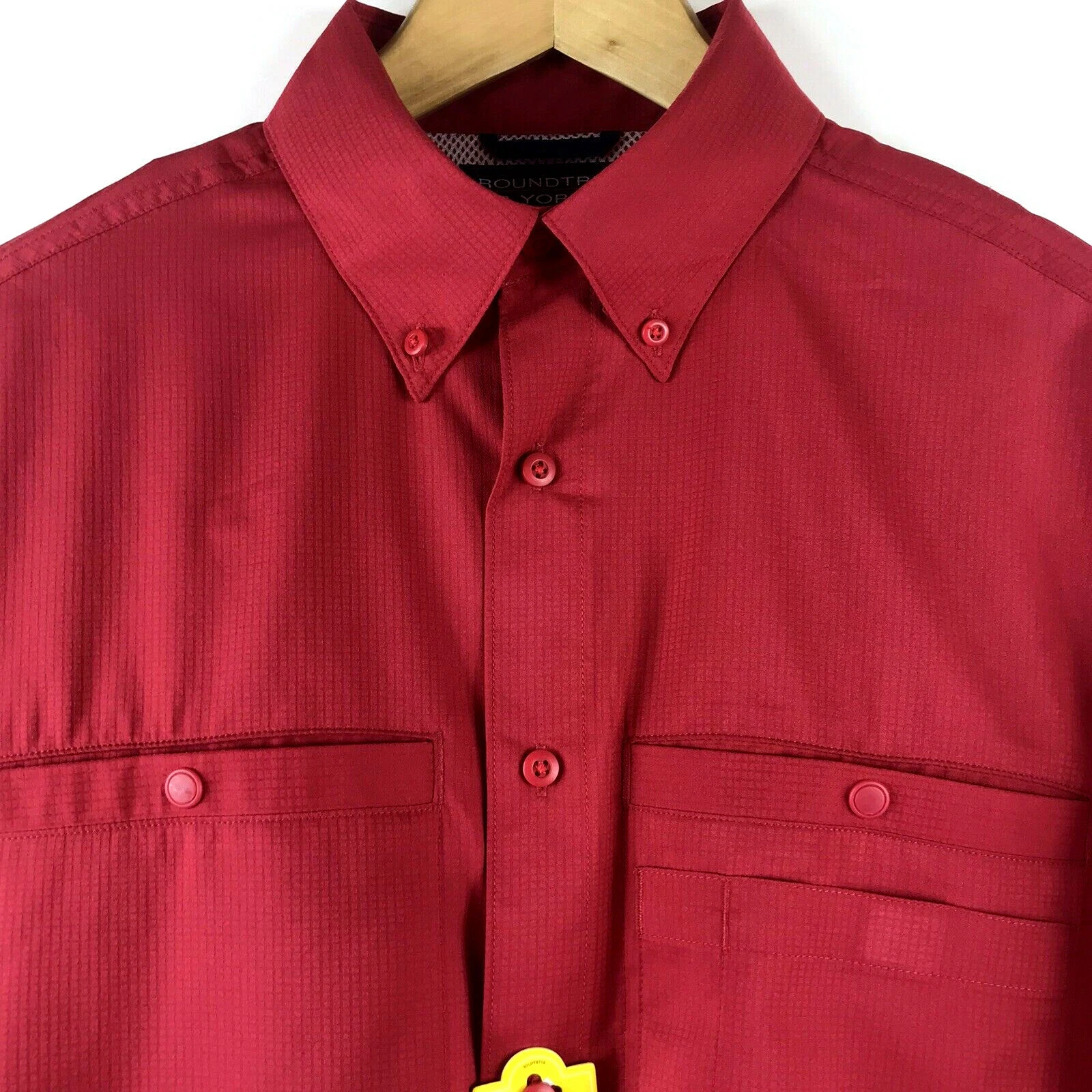 Roundtree Yorke Shirt Mens Medium Fishing Cooler Comfort Vented Back Button Down