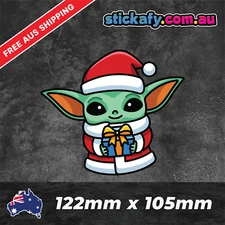Baby Yoda Santa Sticker Funny Laptop Car Window Bumper 4x4 Ute JDM Decal 4wd