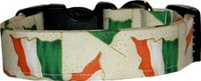 Irish Flags on Cream St. Patrick's Day Handmade Dog Collar