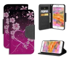 Apple IPHONE 7 PLUS Infolio Pink Rosy Heart Cell Phone Case Wallet Card Holder 