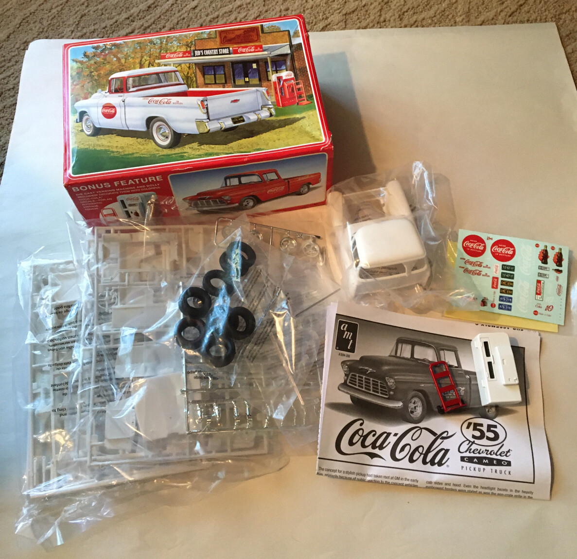 AMT 1/25 1955 Chevy Cameo Pickup Coca-Cola Model Kit Open Box | eBay