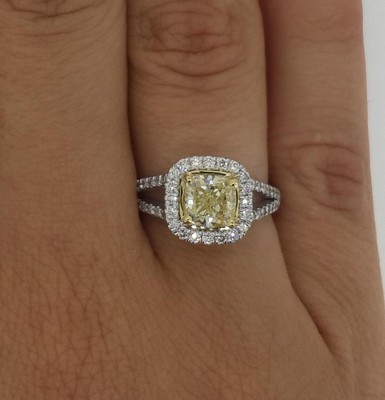 2.3 Ct Fancy Yellow Cathedral Radiant Cut Diamond Ring VS2 Canary