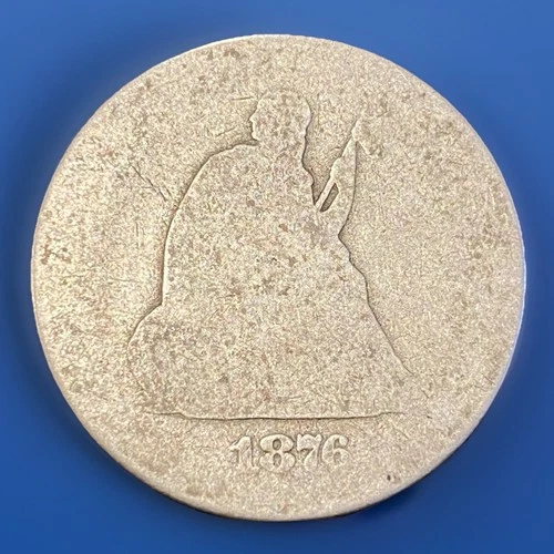 1876-S Seated Liberty Quarter 25 Cents San Francisco Mint 90% Silver Coin Worn