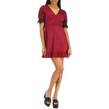 Kit & Sky Women's Junior Dress Short Fit & Flare Dress Burgundy Size XS-L