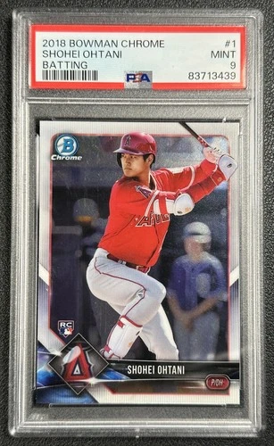 SHOHEI OHTANI PSA 9 2018 BOWMAN CHROME BASEBALL #1 ROOKIE RC ANGELS 3439