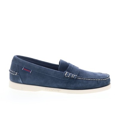 Sebago Dan Boat Flesh Out Mens Blue Suede Loafers & Slip Ons Penny Shoes