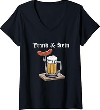 Frank And Stein German Beer Drinking Oktoberfest Ladies' V-Neck Tshirt