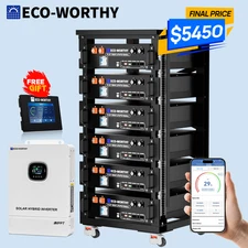 ECO-WORTHY Home Backup Power 6Pack 48V 100Ah Battery+10KW 48V Off-grid Inverter