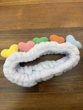 Soft Colorful Plush Hearts Shape Headband for Make Up , Skincare, Bath