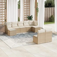 Garden Sofa Set Beige PE rattan Large Modular Garden Sofa Set