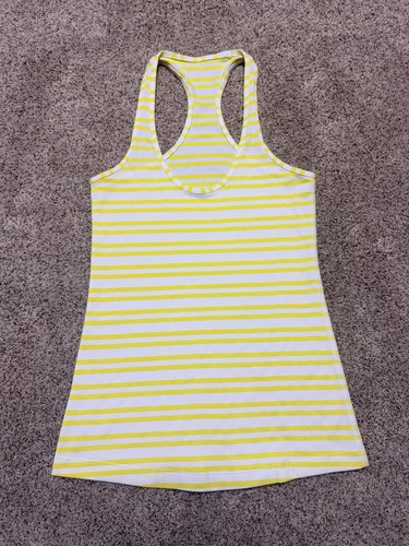 Lululemon Racerback Tank Top Womens Size Small Yellow White Striped Activewear - Bild 2 von 6