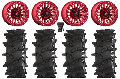 Fuel Rincon Bdlk 15'' Wheels Red 32'' Outlaw Max Tires Kawasaki Mule Pro FXT  KRX