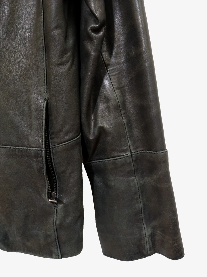 Andrew Marc New York Distressed Soft Black Leather motorcycle biker Jacket Med - Image 3 of 4
