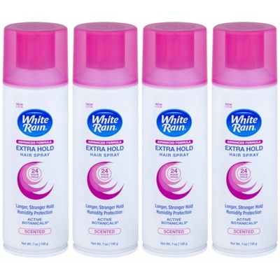 4 Pack White Rain Scented Extra Hold Aerosol Hairspray 7 Oz Each