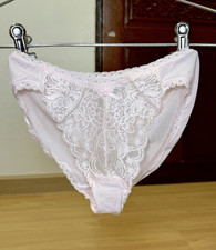 Vintage WACOAL Pale Pink Panty Hi Cut Bikini Sz.6/M Sheer Nylon Lace Briefs