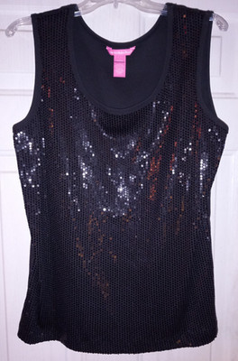 Woman Within Sequined Black Top (Large) - Preowned - Never Worn