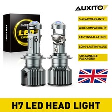 Pair AUXITO H7 LED Headlight Bulbs 6500K White Light External Driver High Bright