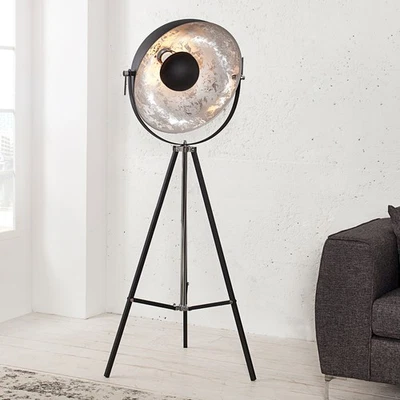 INVICTA INTERIOR Höhenverstellbare Stehlampe BIG STUDIO 160cm schwarz Blattsilber Stehleuchte