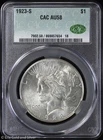 1923-S $1 Peace Silver Dollar CAC AU 58