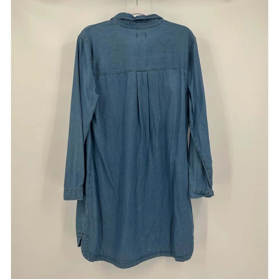Vestido Camisa Cambray Azul Marino Antiguo Para Mujer Talla XL Denim Look Todos los Días Informal Foto 2 de 4