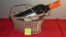 présentoir à vin panier porte bouteille corbeille en métal argenté tressé n°2