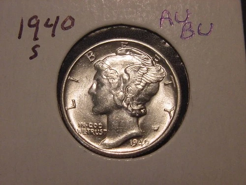 1940-S MERCURY DIME AU BU POPULAR DATE SHIPS FREE