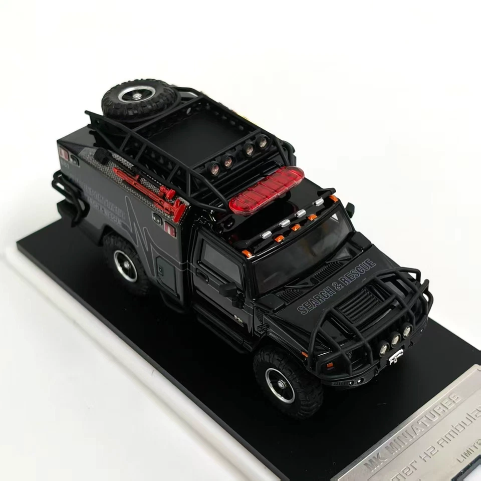 1:64 Hummer H2 Ambulance Alloy Model - Black Edition Diecast Metal Replica - Image 3 of 4