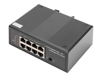 DIGITUS Switch Ind. 7-Port  Gigabit 30W PoE Unmanaged schwar