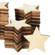 20mm Wooden Stars, 50 Pack Unfinished Wood Stars Blank Wooden Cutouts