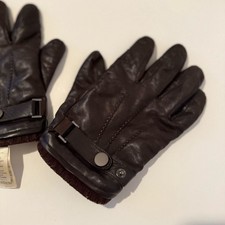 Men's Brown Leather Gloves fuzzy lining size 10