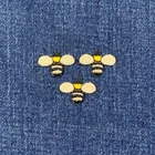 3-Pack Bumble Bee Applique Patch Embroidered Yellow & Black Honey Bee Badge 3/4"
