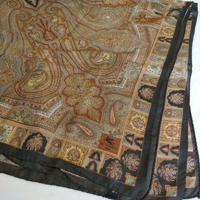 [EXC] Etro Classic Paisley Brown Silk Wool Oversized Stole Scarf : From JAPAN