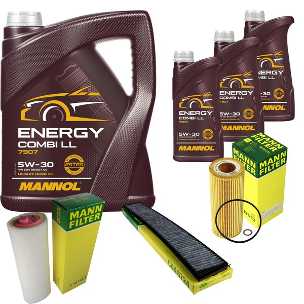 Inspektionspaket 8L Mannol Energy 5W-30 FüR BMW E83 3.0D E46 330D 330Xd 330 Cd-image