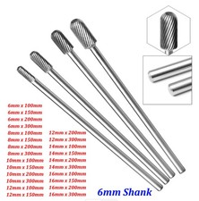 6-16mm Tungsten Carbide Rotary Burr Bit Cutting File Extra Long 6mm Shank Drill