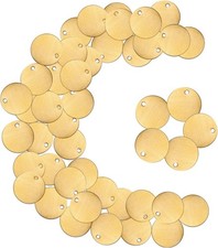 50 Pcs round Brass Tags, 1-1/4 Inch Diameter, Gold Blank Metal Stamping Key Bras