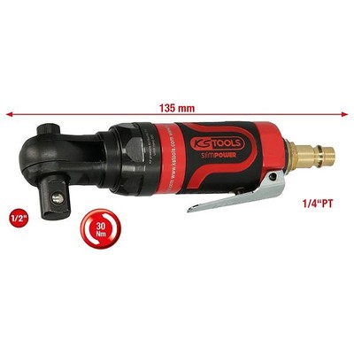 KS TOOLS 1/2'' SlimPOWER Mini-Druckluft-Umschaltratsche 30Nm