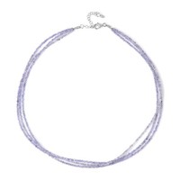 Cavill Tansanit Halskette 44,16Ct 925 Silber Rhodiniert Lila Doppelkette