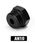 AN10 Male Blanking Plug with O ring - BLACK Aluminium Hex Head Port AN-10