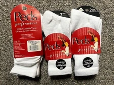 6 pair of Vintage made in USA Women Peds Coolmax Crew Socks white Shoe Size 5-10