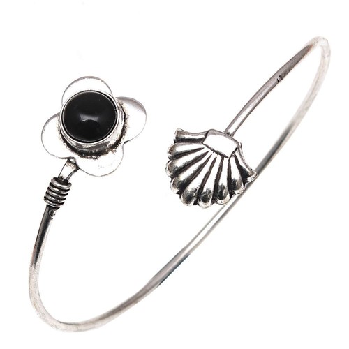 Black Spinal Gemstone Handmade Jewelry Cuff Bracelets 7''Adjustable