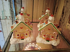 Christmas Imports Set of 4 Large Gingerbread House Ornaments  Openings for Bulb