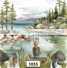 (1055) TWO Paper LUNCHEON Decoupage Art Craft Napkins - FISHING FISHERMAN LAKE