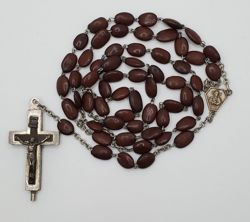 Vintage Terra Catacomb Italian Spina Christi Seed Rosary 1950s Crucifix Roma - Picture 23 of 24
