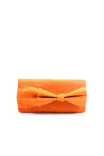 Mar Y Sol Womens Woven Raffia Bow Flap Clutch Handbag Orange