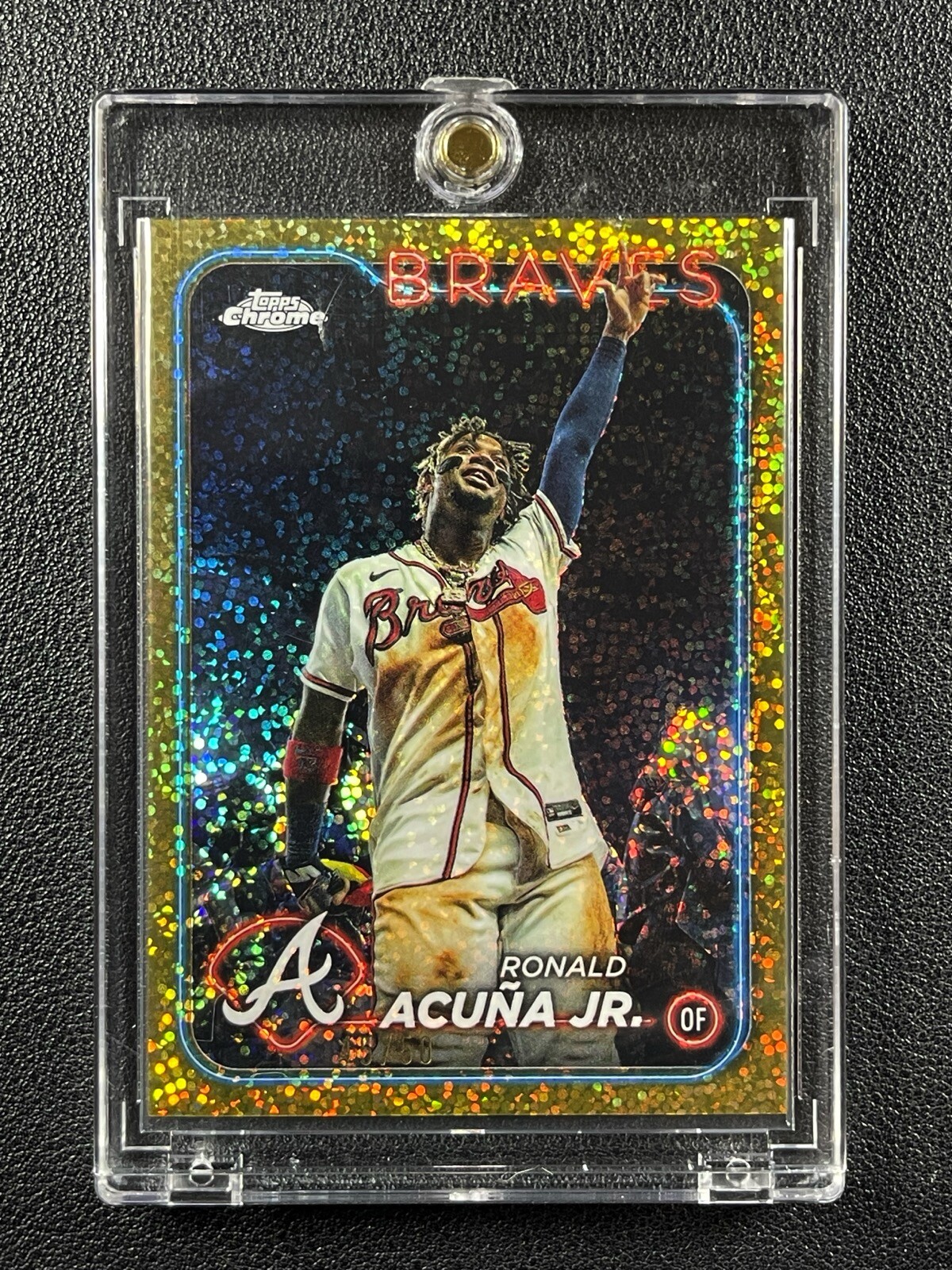RONALD ACUNA JR. 2024  TOPPS CHROME #250 GOLD MINI DIAMOND REFRACTOR 45/50