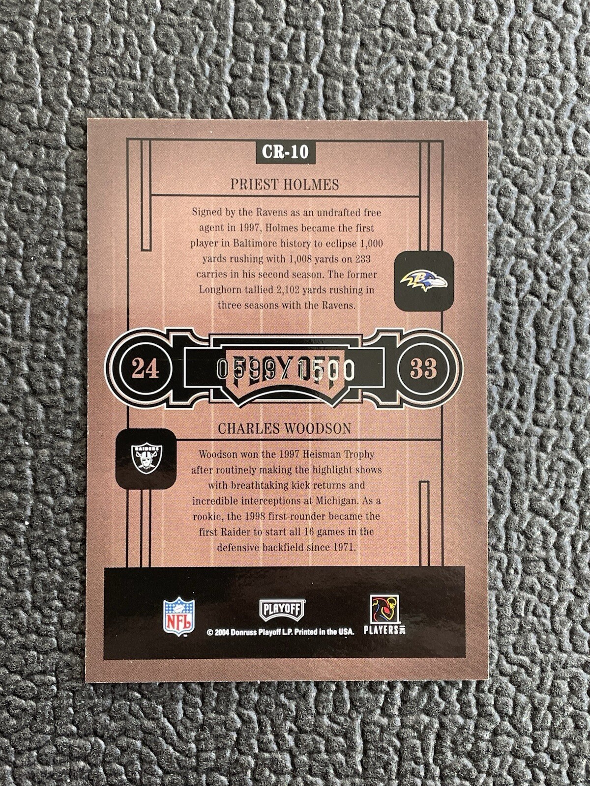 🔥CHARLES WOODSON PRIEST HOLMES 2004 PH 1997 DRAFT CLASS REUNION #'d ...