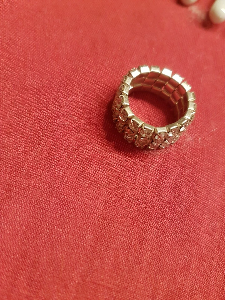 silberner  Ring  mit Glieder und Strassstein  - Bild 4 von 4